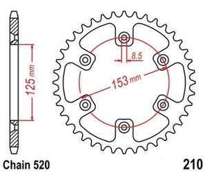 Sprocket 48 T pitch 520 for HONDA CRF 450 F / CRF 450 X Rear sprocket