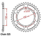 Sprocket 47Z pitch 525 for HONDA XL 650 V Transalp 00-07 Rear sprocket