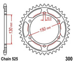 Sprocket 39Z pitch 525 for YAMAHA TDM 900 02-08 Rear sprocket