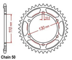Pi?�n de 44 dientes y carrera de 530 para Kawasaki MZ/MUZ Suzuki Yamaha