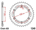 Couronne arri?re 51 dents Honda XLR 125 R 1998-2003 OEM 41201-KCM-000