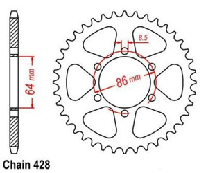 Sprocket 50 Z pitch 428 for KAWASAKI KD 125 1975-1979 Rear sprocket