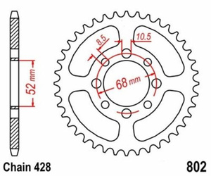 Pignone posteriore 42 denti Kawasaki KM90 KD80 OEM 64511-39230/46030