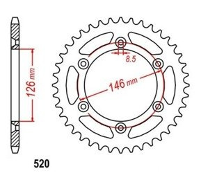 sprocket 49 Z pitch 520 for Suzuki DR DR-Z RM RMX 125 250 350 400