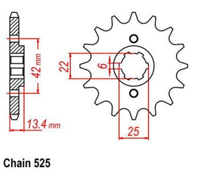 Zębatka przednia 16T Honda CB 350 / CB 450 / CMX 450 Custom