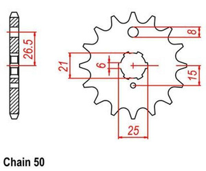 Zębatka przednia 15T Kawasaki Z 440 C 1980-1983 OEM 13144-057