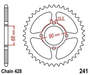 Sprocket 53Z Pitch 428 for HONDA MTX 125 R / MTX 80 R2 Rear sprocket