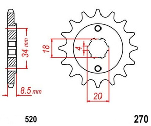 Pignone anteriore 13T Honda CA125 CB250 CM250 CMX250C OEM 23801-KEB-900