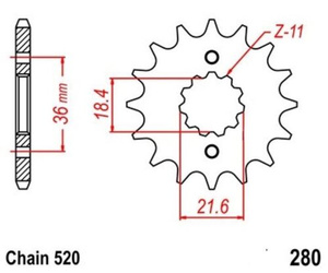 Zębatka przednia 13T Honda AX-1 NX250 XL250 OEM 23801-KW3-000