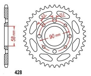 Zębatka tylna 35Z 428 Honda CM 200T 80-84 Daelim VS125 41200-168/419-000