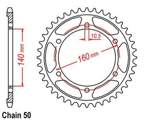 Zębatka tylna Kawasaki ZZR 1100 1990-2000 48T OEM 42041-1202