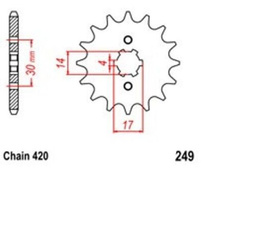 Zębatka przednia 15T 420 Honda ANF CRF XL XR Kawasaki KLX OEM 13144-1045