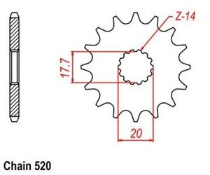 Pinion 13 Z pitch 520 Front sprocket Gas Gas EC MC 125 01-04 front sprocket