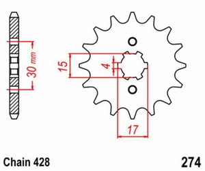 Zębatka przednia 18T Honda CRF MSX MTX XL XR 100 OEM 23801-436-000