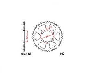 Sprocket 53 Z pitch 428 for SUZUKI TS 125 ER 73-81 Rear sprocket
