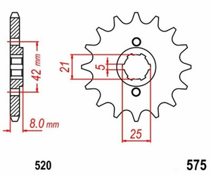 Pignone anteriore 14 denti Yamaha TT 250 350 600 Codice OEM #1JL/34K/5Y1-17461-40