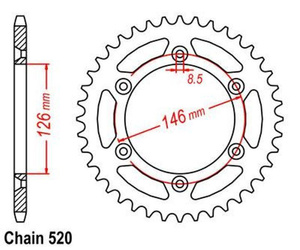 Zębatka 47 Z skok 520 do KAWASAKI KLX400 SUZUKI DR350 DR-Z250 RM RMX RS