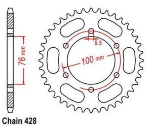 Zębatka tylna 48T Yamaha MT-125 YS125 YZF-R125 OEM 5D7-F5448-00 JTR184448