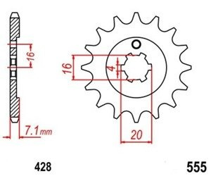 Zębatka przednia 14Z Kawasaki KX 85 2001-2015 OEM 30W-17461-40