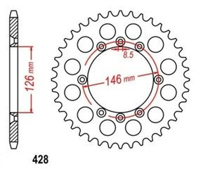 Zębatka tylna 50 Z skok 428 do SUZUKI TSR 125 1989-1996