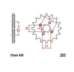 Pinion 16Z Pitch 420 for AJS Honda WMI front sprocket JTF25316