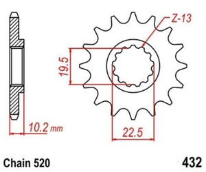 Pinion 15Z Pitch 520 for Beta Suzuki DR, DR-Z, RM, TS