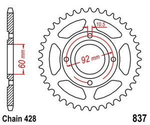 Zębatka tylna 39 Yamaha RD 125/200 1975-81 OEM 2R6/2R7-25439-20