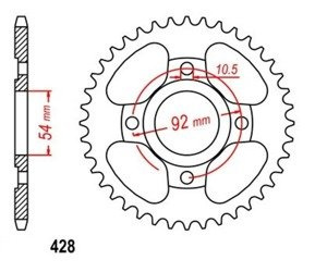 Sprocket 47 Z pitch 428 for YAMAHA RD 80 LC II 83-86 Rear sprocket