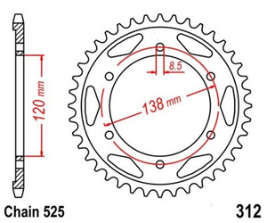 Sprocket 40Z pitch 525 for HONDA RVF 750 R 94-97/ VFR 400 90-93 Rear sprocket