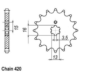 Pinion 17Z pitch 420 for YAMAHA RD 80 MX 81-82 front sprocket