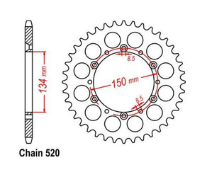 Sprocket 50Z pitch 520 for KAWASAKI KDX 220 R 97-05 Rear sprocket