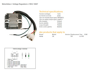 DZE REGULADOR DE TENSION HONDA CB750 QUATRE (JUSQU’? 76)