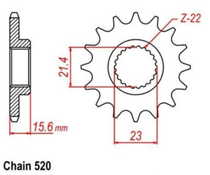 Pinion 15Z Pitch 520 for Yamaha SRX SZR TT XT XTZ 600 660 / MZ/MUZ