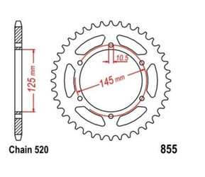 Sprocket 45 Z pitch 520 for YAMAHA DT, MT-03, XJ, XT, XTZ