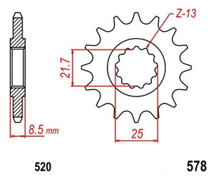 Zębatka przednia 16T Yamaha FZR 400 SR500 XTZ 750 OEM 3LD-17460-00