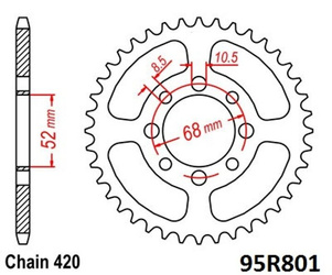 Zębatka 45Z 420 Suzuki FR GT LT QR RV TS ZR Kawasaki AE AR KLX #64511-46220