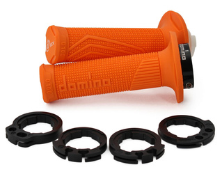 DOMINO MANETKI (GRIPY) OFF ROAD D-LOCK (Z ADAPTERAMI ROLGAZU - KTM, HUSQVARNA, GASGAS, HONDA, KAWASAKI, SUZUKI, YAMAHA) KOLOR POMARAŃCZOWY