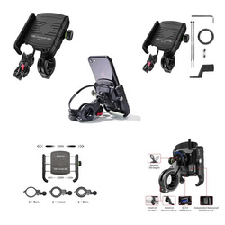 SUPPORTO PER MOTOCICLETTA CON CARICATORE USB 3.0 PER MANUBRIO O SPECCHIETTO TIPO DI TELEFONO: R9-METAL USB QC