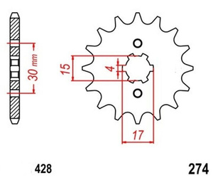 Pinion 15Z Pitch 428 for Honda C CRF H MTX XL XR 80 100 NEW