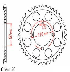 Sprocket 39 Z pitch 50 HONDA CB 750 F Supersport 1975-1977 Rear sprocket