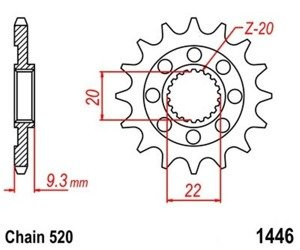Pinion 13Z Pitch 520 for KAWASAKI KX 250 F 4T 06-15 front sprocket