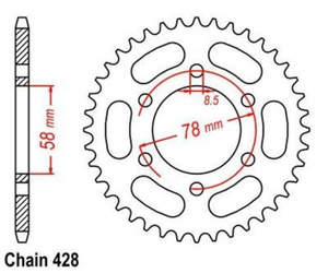 Zębatka tylna Kawasaki KH100 KH125 36Z 428 OEM 2.6K16.578