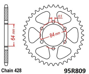 Sprocket 50Z pitch 428 for SUZUKI DR 125 TS 100 125 Rear sprocket