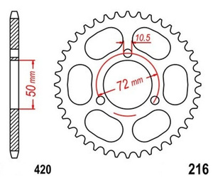 Sprocket 47Z pitch 420 for HONDA NSR 50 / NSR 75 / NSR 80 J Rear sprocket
