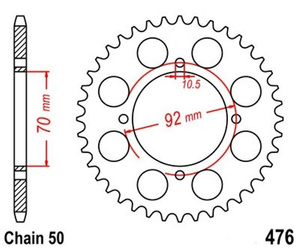 Zębatka tylna Kawasaki GPZ 250/305 KH 400 KZ 400/440 Z 250 OEM 42041-145
