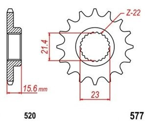 Pinion 14Z Pitch 520 for YAMAHA SRX, SZR, TT, XT, XTZ 600 660