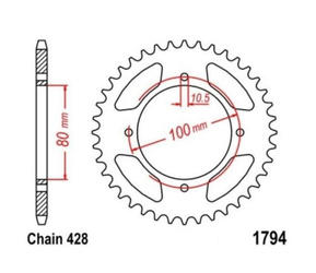 Sprocket 45Z Pitch 428 for SUZUKI GZ 125 Marauder 98-11 Rear sprocket