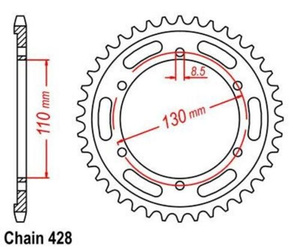 Zębatka tylna 44T Yamaha TZR 125 / YBR 250