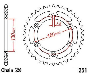 Zębatka tylna Yamaha WR 450 YZ 125 250 400 48T 5NY-25448-00