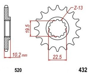 Pinion 13Z Pitch 520 for Suzuki DR DR-Z RM TS 250 350 400 Beta Alp, Jonathan